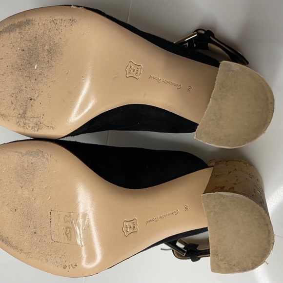 GIANVITO ROSSI - BLACK SUEDE OPEN-TOE SLING BACK SANDALS - 39 - Picture 6 of 7